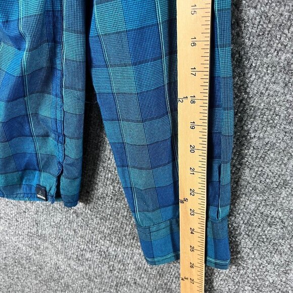 PrAna Men's Button Down Long Sleeve Organic Cotton Blend Blue Shirt Sz‎ M - Picture 6 of 9